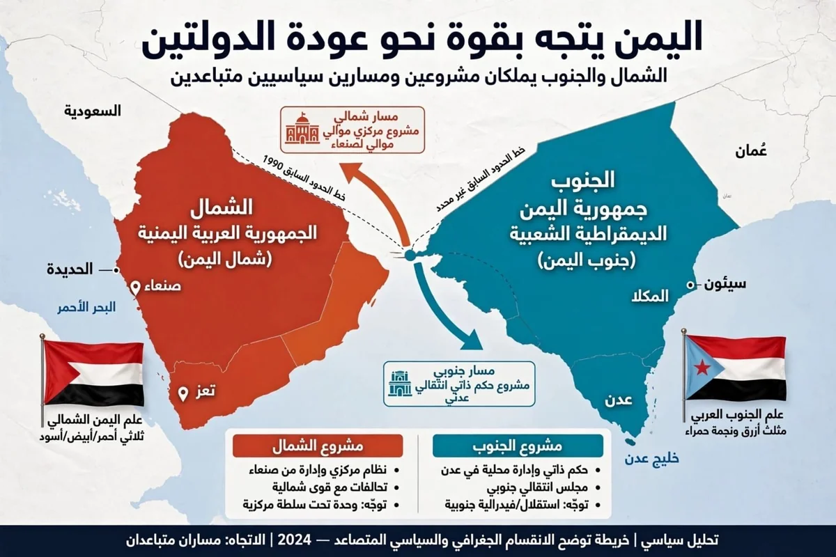 قراءات سياسية تؤكد اتجاه اليمن نحو مسار استعادة الدولتين